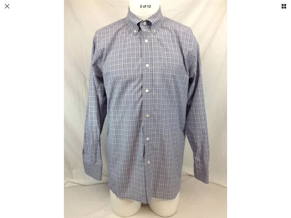 Camisa Daniel Cremieux Signature L Azul Glen Algodón a Cuadros Usada Una Vez BL120 YGI Foto 2 de 4