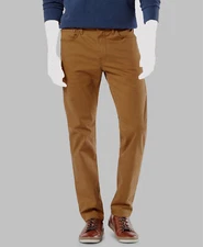 Dockers Men's Slim Fit Brown Flat Front Straight Leg Jean Cut Pants 34W 34L