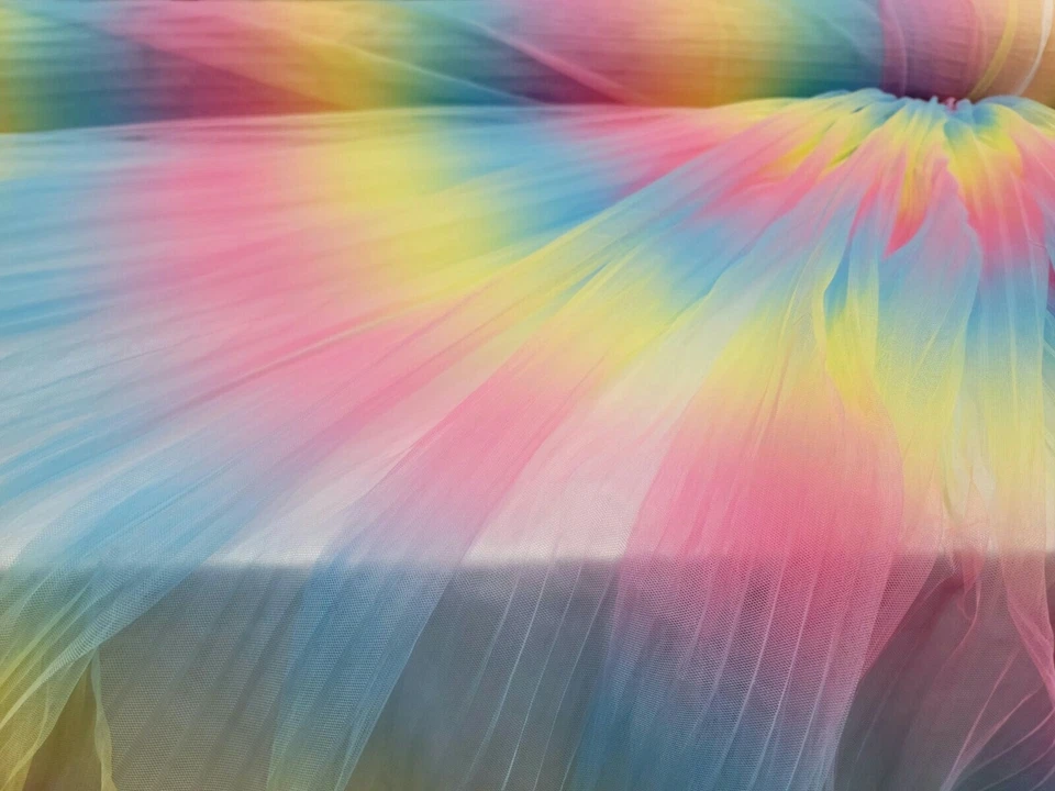 Vestido Niña Acordeón Plisado Tul Arco Iris Multicolor Tela Elástica Por Yarda Foto 4 de 4