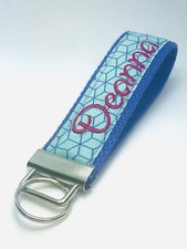 Monogram wristlet handmade Key Fob/ Lilac/ Key Chain/ Fabric