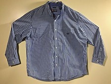 CHAPS Men's EASY CARE Sz. XXL Blue White Stripe L/S Button Front Shirt