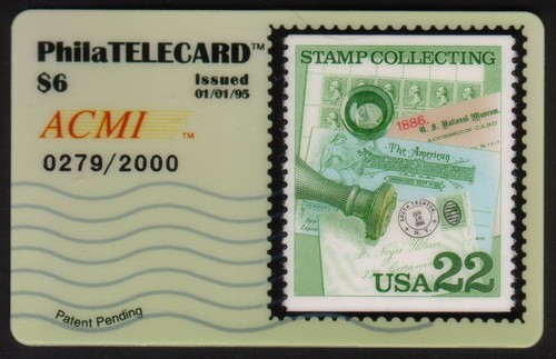 Colección de sellos postales PhilaTelecards 22c y 8c emisión: conjunto de 5 tarjetas telefónicas usadas - Imagen 3 de 5