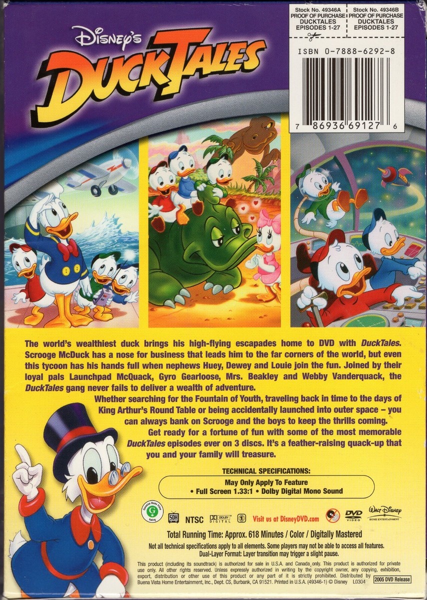 Disney DuckTales Volume 1 (DVD, 2005, 3-Disc Set) Episodes 1-27 | eBay