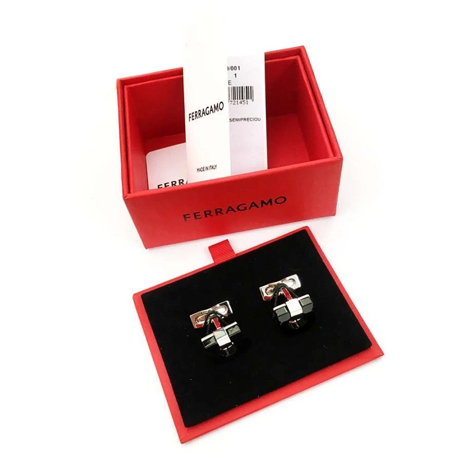 Gemelos Salvatore Ferragamo Gancini estilo giratorio latón piedras semipreciosas  Foto 4 de 4