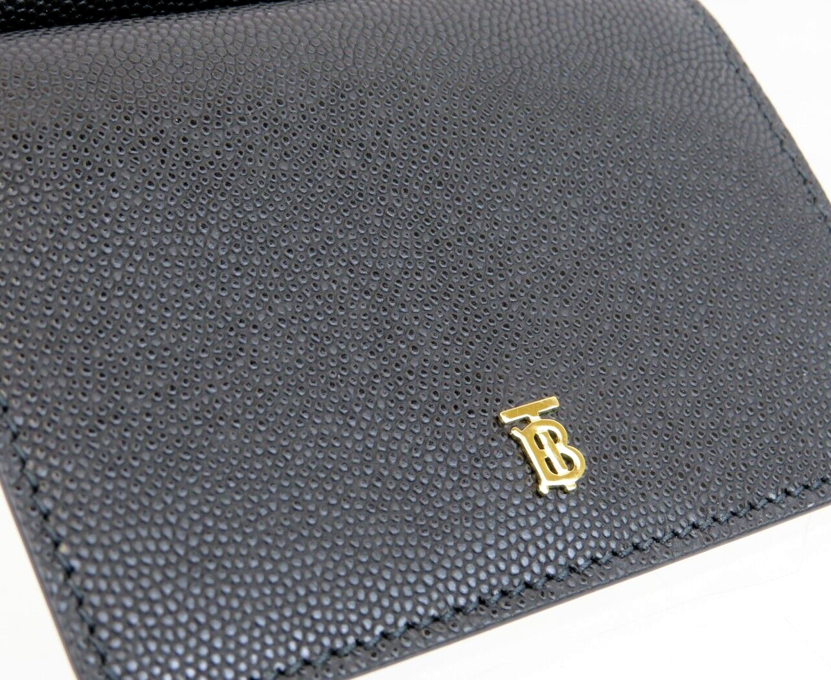 BURBERRY★素敵!LARK BLACK GOLD TB LOGO TRIFOLD WALLET $480 BURBERRY LARK BLACK GRAINED LEATHER GOLD TB LOGO