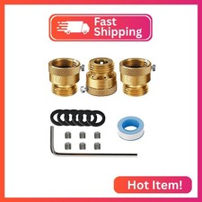 3 Pack SUNROAD Lead-Free Brass 3/4" Inch MHT Hose Bibb Connector Backflow Preven