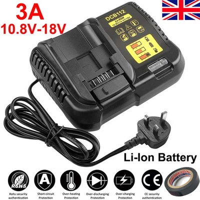 Battery Charger Replace for Dewalt DCB112 10.8V-18V DCB182 DCB200 DCB184 DCB180