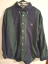 Y2k Vtg Preppy Tommy Hilfiger Navy Blue Hunter Green Color Block EUC XL Logo