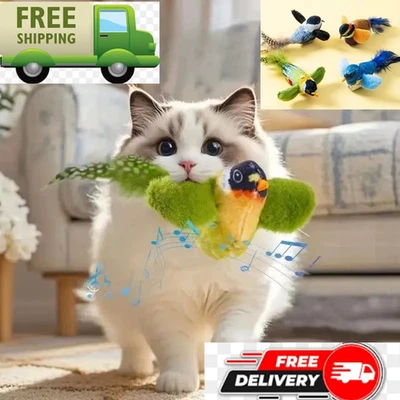 1 Interactive Bird Cat Toy with Sound Catnip Plush Hanging Chasing Teaser Indoor
