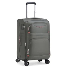 Softside Expandable Luggage with 4 Spinner Wheels, Durable Carry 21-Inch Gray