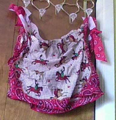 COWGIRL Homemade L Crop Tanktop Horse/Cowboy/Rope/Red Paisley Boho Country Rodeo