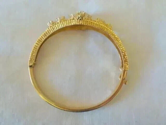 3.25Ct Oval Cut Natural Fire Opal Bangle Bracelet 14K Yellow Gold Plated Silver - Image 4 of 4