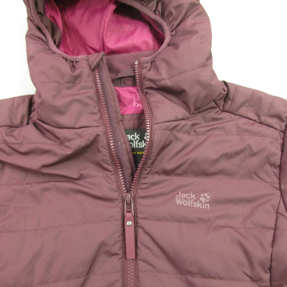 Chaqueta Jack Wolfskin para mujer pequeña cremallera completa manga larga bolsillos con capucha acolchada Foto 2 de 4