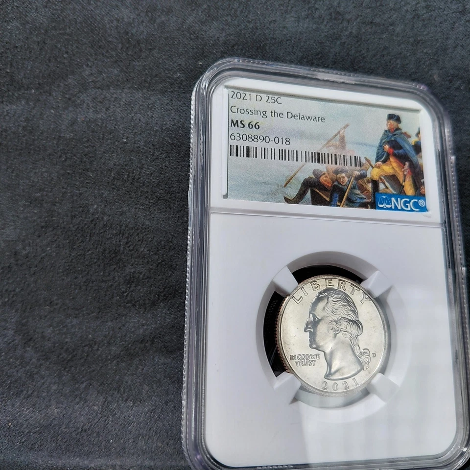 Lot of 2 2021-D Quarters George Washington Crossing Delaware PCGS NGC MS66 LOT - Image 2 of 4