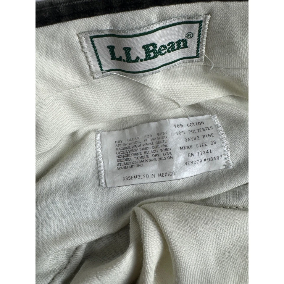 Pantalones plisados de pana vintage LL Bean para hombre 37 gris oscuro calce relajado informales Foto 3 de 4