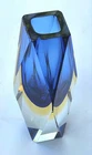 Vtg Murano Glass Vase Faceted Sommerso Art Beautiful Blue 6.5" Vase