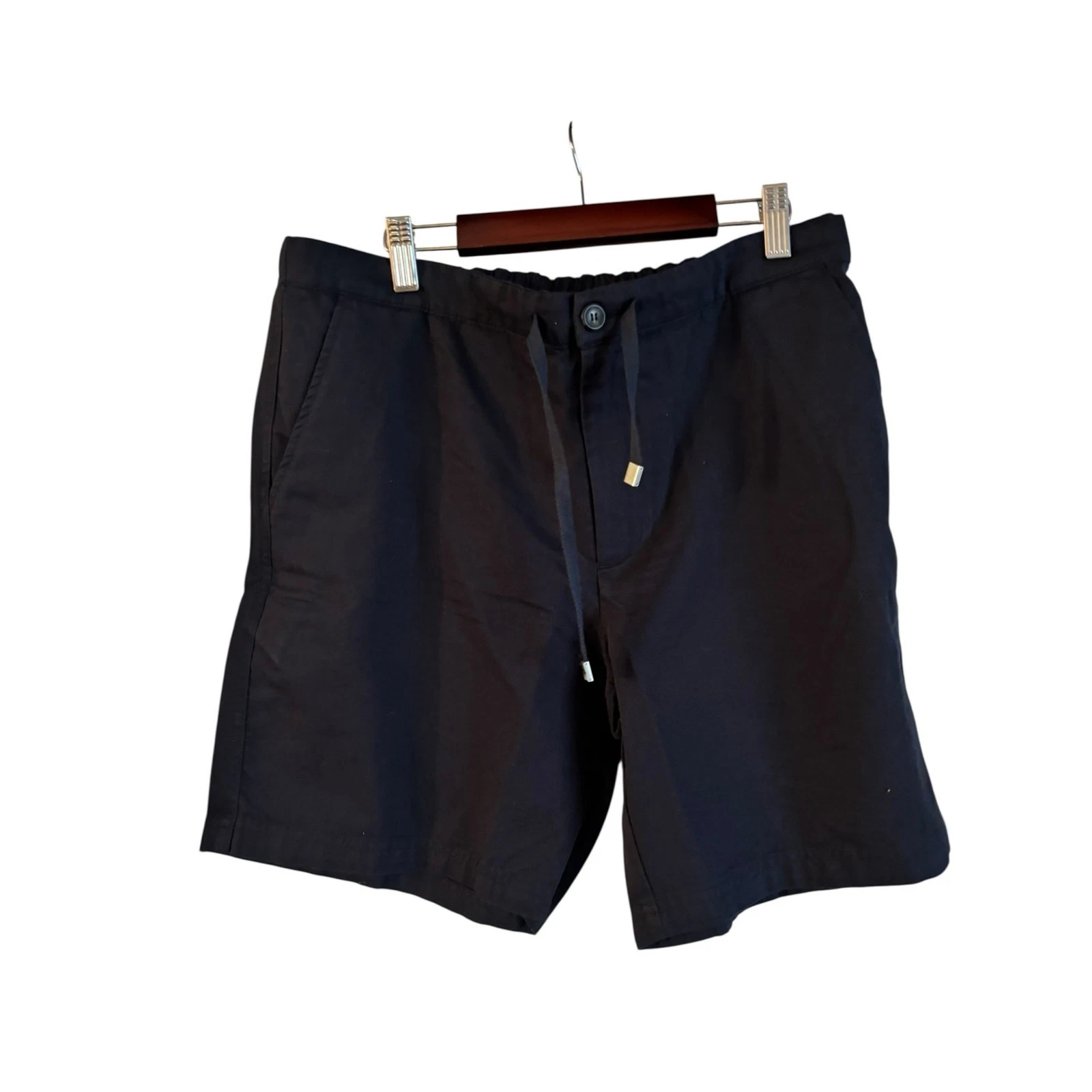 Mango Men’s Cotton Linen Blend Chino Shorts Drawstring Black Size 32 NWT Pockets