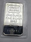 Rare Credit Suisse Essayeur Fondeur  1oz 999 FINE Silver art bar #052904