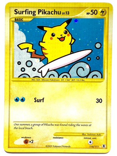 Pokemon Surfing Pikachu Platinum Rising Rivals 114/111 Secret Rare 2009 LP