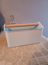 GROVE COLLABORATIVE GREEN/blue Plastic CLEANING CADDY Multipurpose Wooden Handle