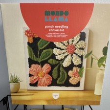 Mondo Llama Punch Needle Canvas Kit Flowers & Plants Framed Picture Yarn