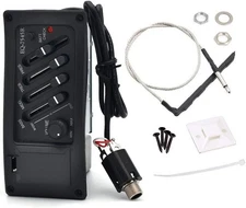 Jiayouy Guitar Pickup 4 Band EQ-7545R Preamp Amplifier Equalizer Tuner Black 