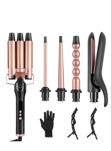 5 in 1 Haar Lockenstab Stab Set PTC Schnelle Erwärmung Haarkrimper Profi