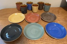 VTG F/F  FIGGJO FLINT NORWAY 12 PC DEMI TASSE-  ESPRESSO  SET -  GOLD INTERIORS