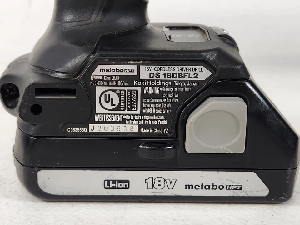 Metabo 18V Hammer Drill HPT Brushless 1/2” 13mm Chuck DS18DBFL2 with Battery - Image 4 of 4