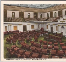 Senate Chamber US Capitol Wash. DC 1930s Vintage White Border Postcard Unposted