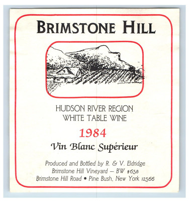 Vintage Brimstone Hill Vin Blanc Superieur Paper Wine Label Original S84E