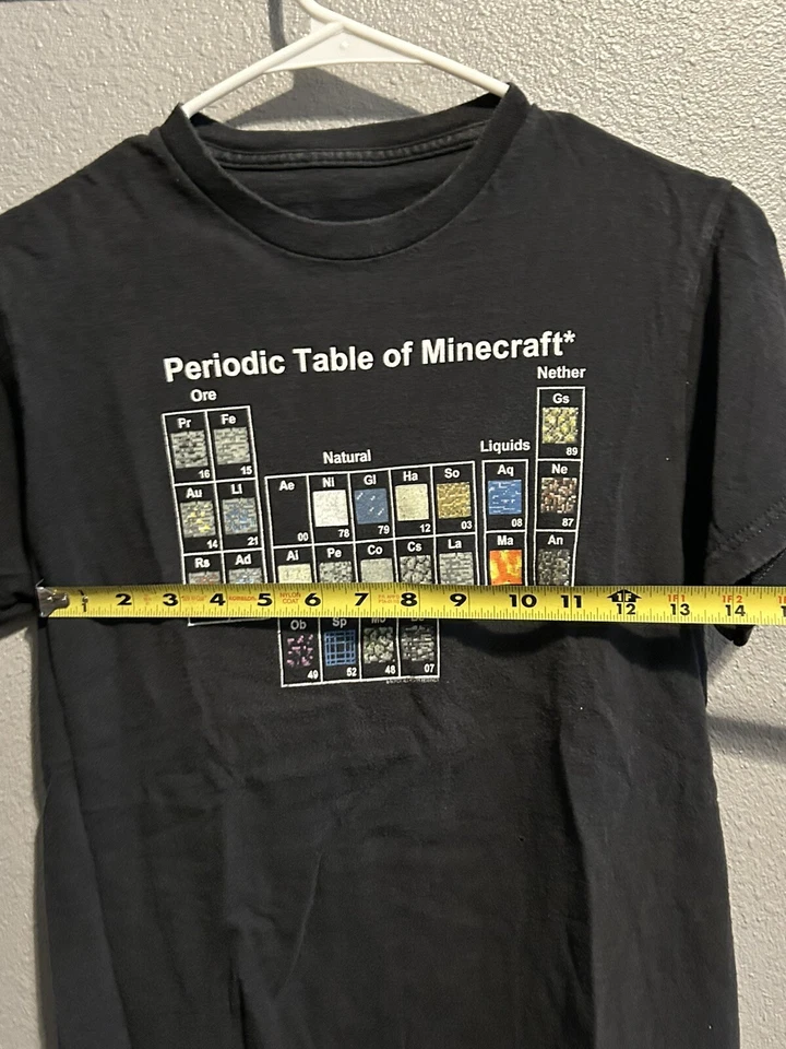 Camiseta Niños Mojang Jinx Negra Talla Pequeña Tabla Periódica de Minecraft MEDIDAS Foto 4 de 4
