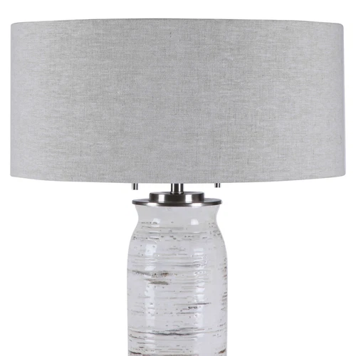 Luxe Ceramic White Birch Bark Table Lamp Modern Organic Texture Natural Woodland - Picture 7 of 10
