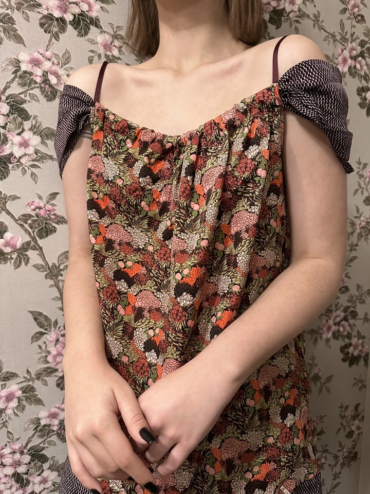 Camiseta sin mangas Copine Y2K Tango túnica ligera floral Lagenlook talla 40 Foto 3 de 4