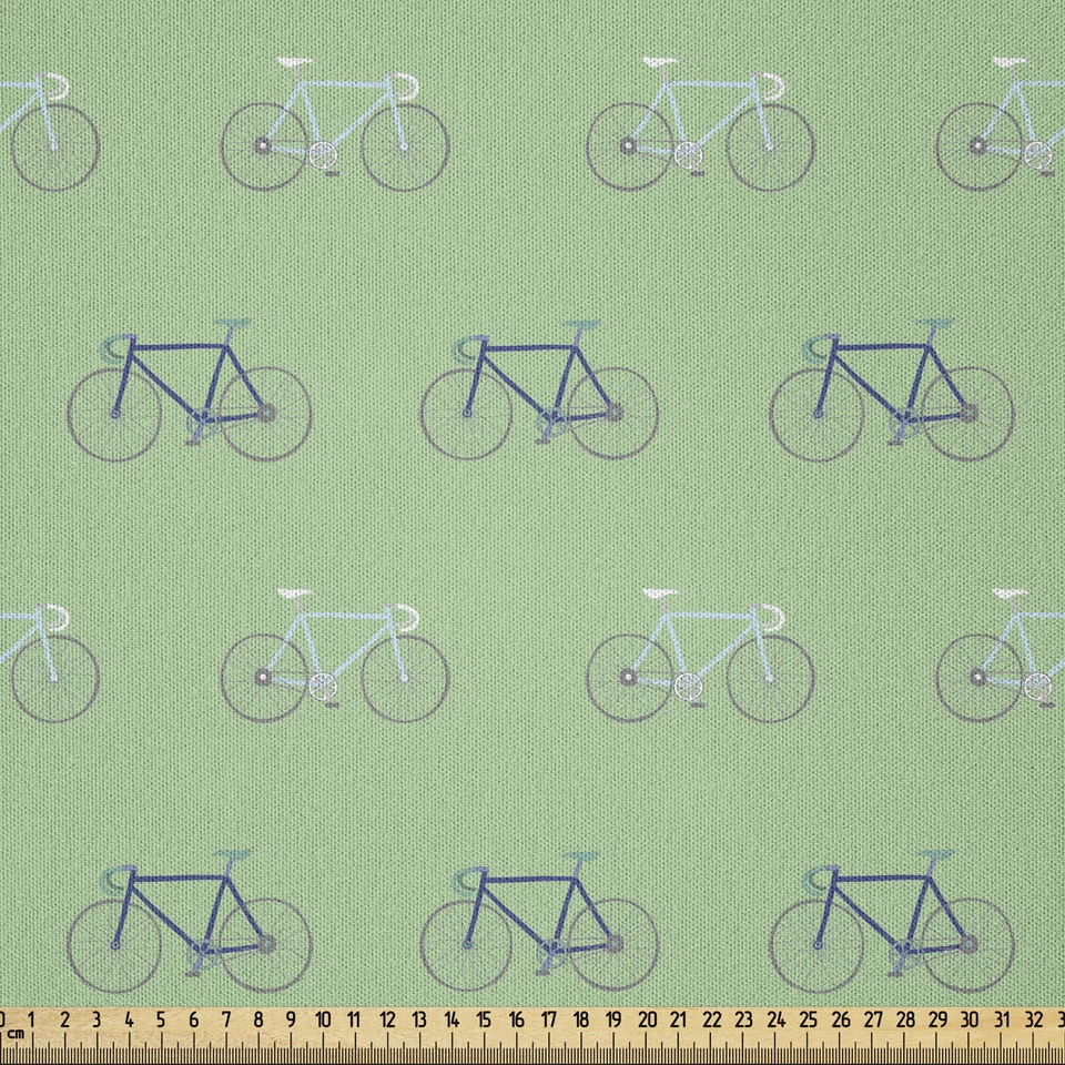ABAKUHAUS Fahrrad Microfaser Stoff als Meterware Rhythmische Motive von Bikes