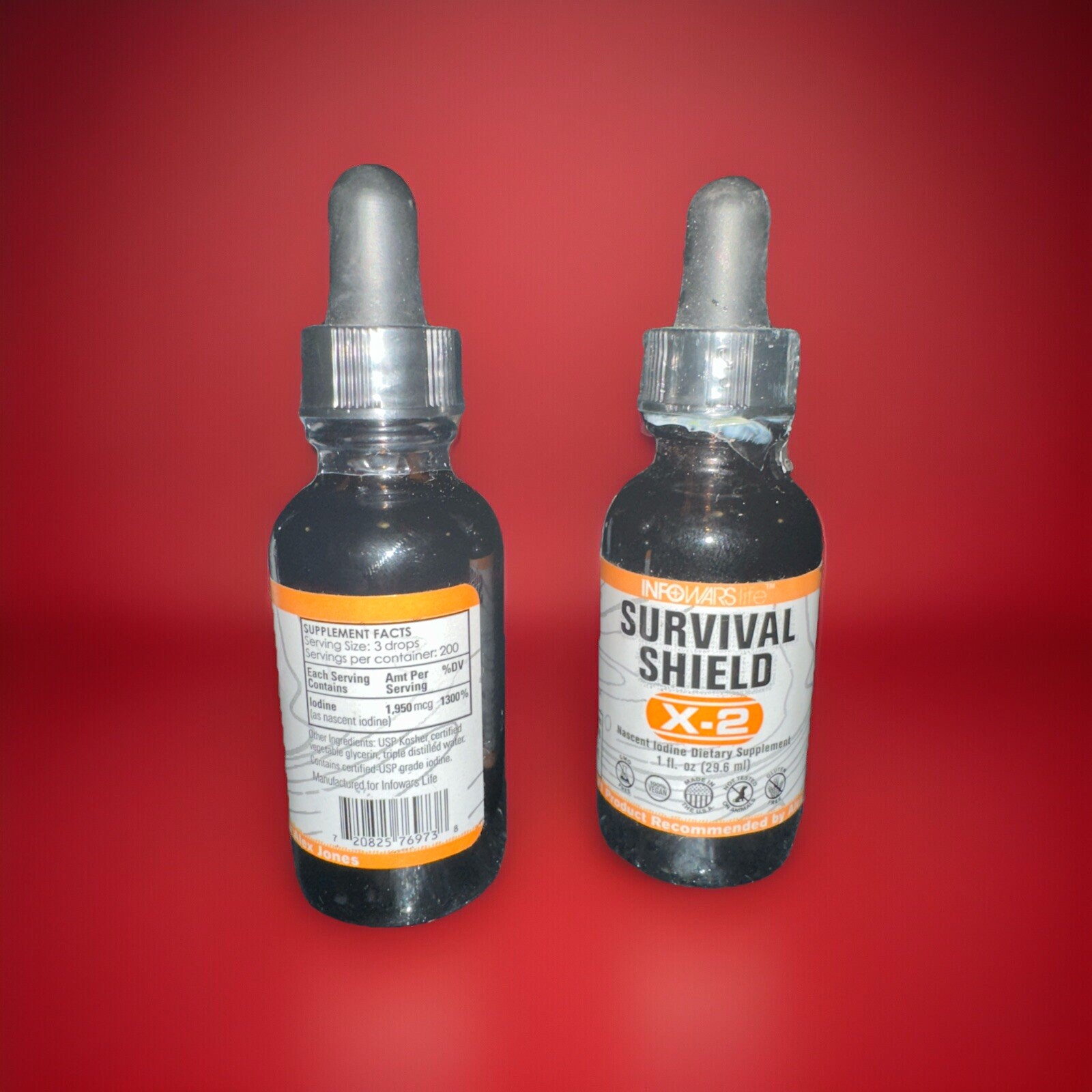 Set Of 2 Infowars Life -Survival Shield X-2 Nascent Tri-Iodine Alex Jones x2 X2