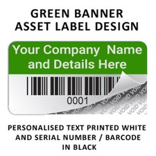 Custom Security Barcode Asset Tag Labels - 50mm x 25mm Silver Void Labels