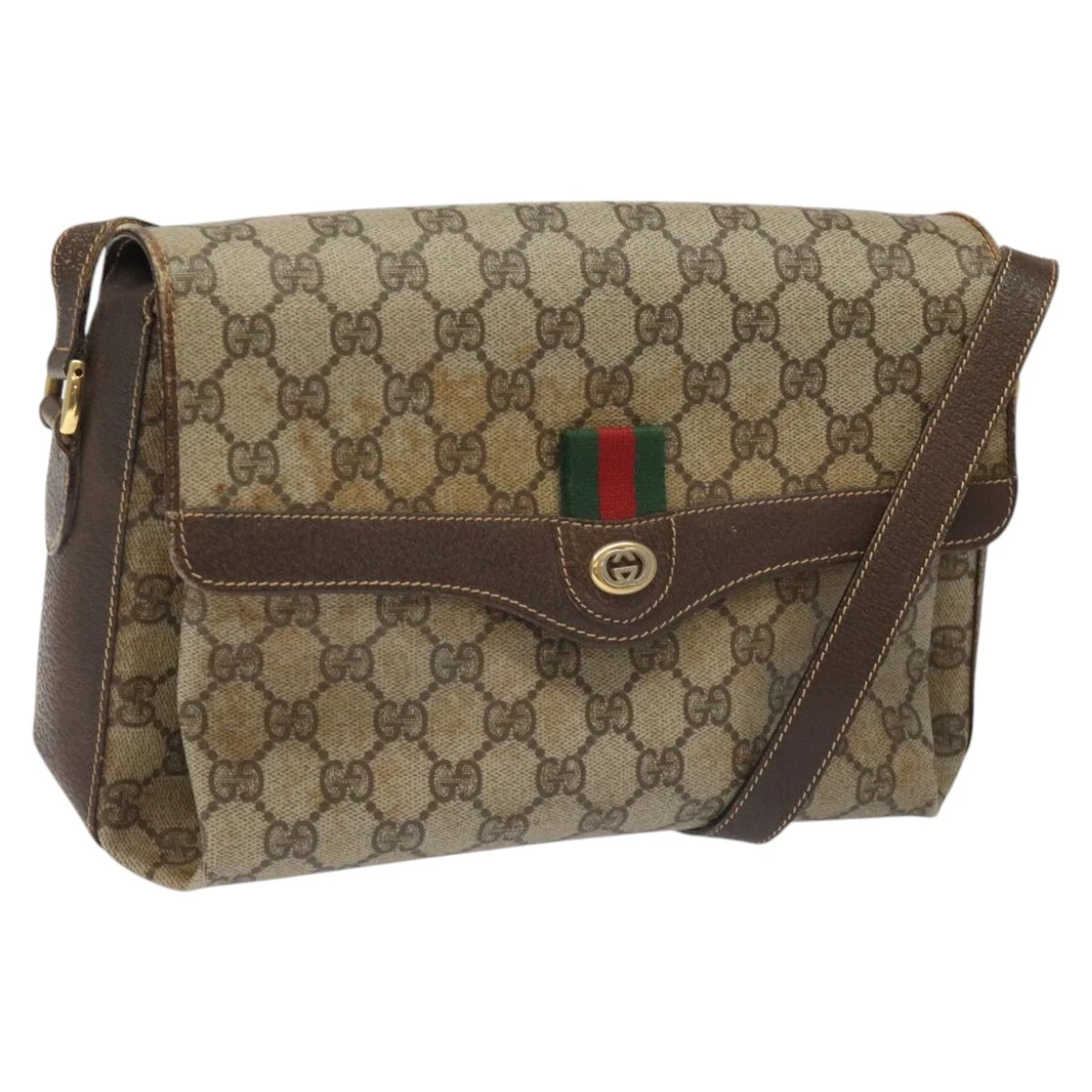 Sac à bandoulière GUCCI GG Supreme Web Sherry Line PVC beige rouge vert authentique 104484