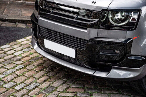 Aleta divisoria negra brillante para parachoques delantero 2 piezas para Land Rover Defender 2020-2023 - Imagen 3 de 10