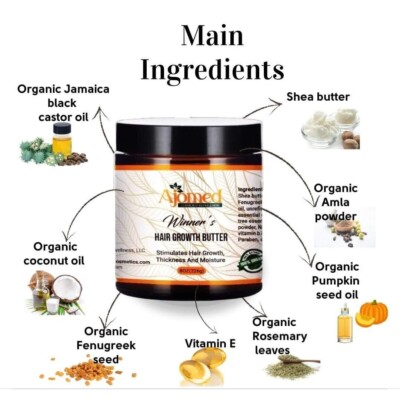 Ajomed Winner's Growth Herbal Infused 8Oz Butter Rosemary Fenugreek Seed Oil