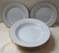 8pc Johann Seltmann Bavaria Vohenstrauss Soup Bowl Plate Golden Band White Gold