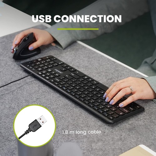PERIBOARD-210 US Wired Full-Size USB Keyboard with Quiet Keys for Desktop Lap... - Picture 7 of 8