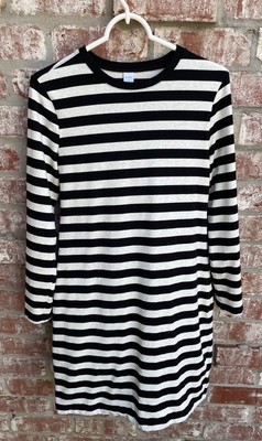 White Striped T-Shirt Dress Long Sleeve 