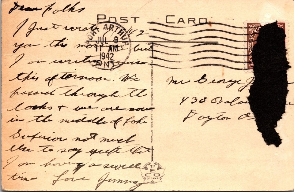 Twin Cities ONOntario Canada, Kakabeka Falls, c1942 Vintage