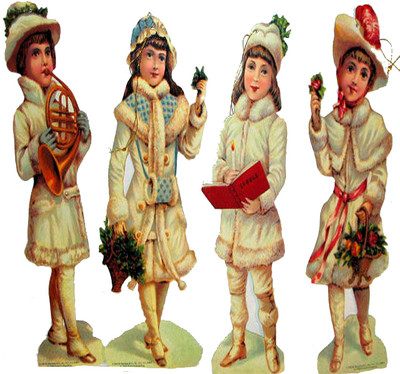 (Pkg of 4) VICTORIAN CHILDREN Christmas ORNAMENT s 8'' Decorations MINT Shackman