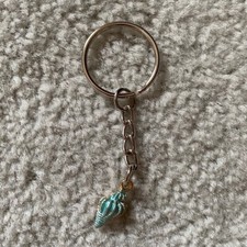 Light Blue Seashell Keychain Charm Handmade Mermaid Ocean Summer Gift Fairytale