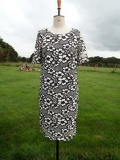Black White Lace Look Cutwork Occasion Dress Lined DAVID EMANUEL UK16 Worn Once