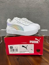 Puma Toddler Carina Leather Prismatic Size 4 Slip On Sneaker White Purple Shoe