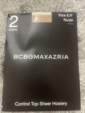 BCBG MAXAZRIA Control Top Sheer Hosiery Nude  Size E/F, 2-pairs Pantyhose