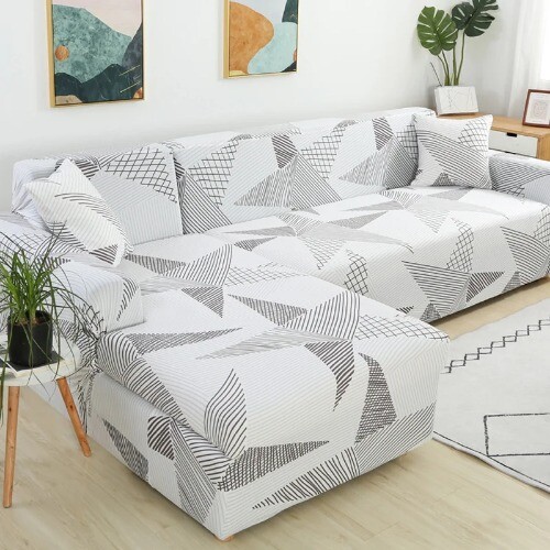 Funda de sofá elástica geométrica en forma de L para sofá esquinero 1/2/3/4 plazas - Imagen 42 de 50